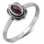 Ethnic Style Garnet cab Silver Ring, r510